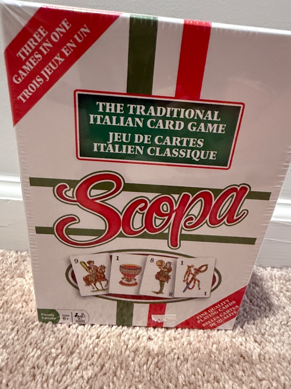 Scopa Traditional Italian Card Game - White/Green/Red